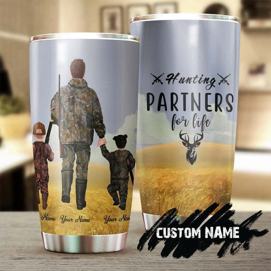 Vaso personalizado para el Día del Padre con la frase "Compañeros de caza para toda la vida"