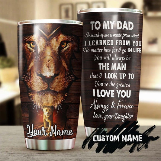 Vaso personalizado para el Día del Padre con forma de león, regalo de hija para mi papá