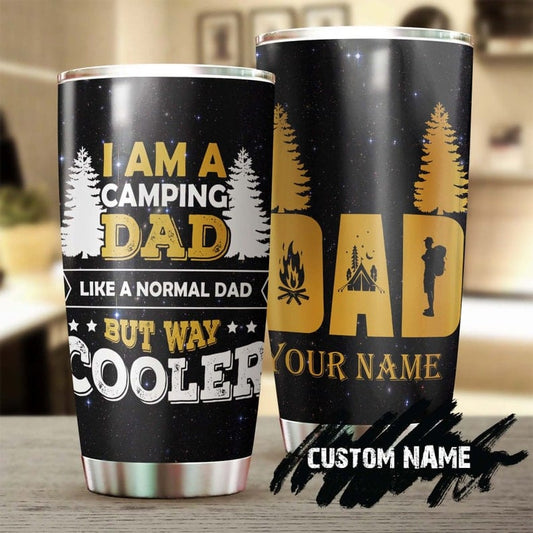 Vaso personalizado para el Día del Padre con la frase "Soy un papá acampante"