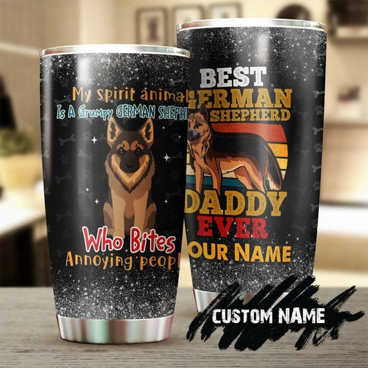 Vaso personalizado para el Día del Padre con el mejor papá pastor alemán