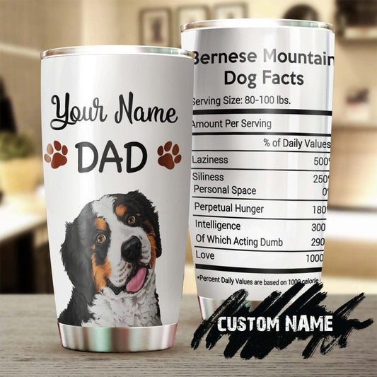 Vaso personalizado para el Día del Padre con datos curiosos sobre el padre de las montañas bernesas