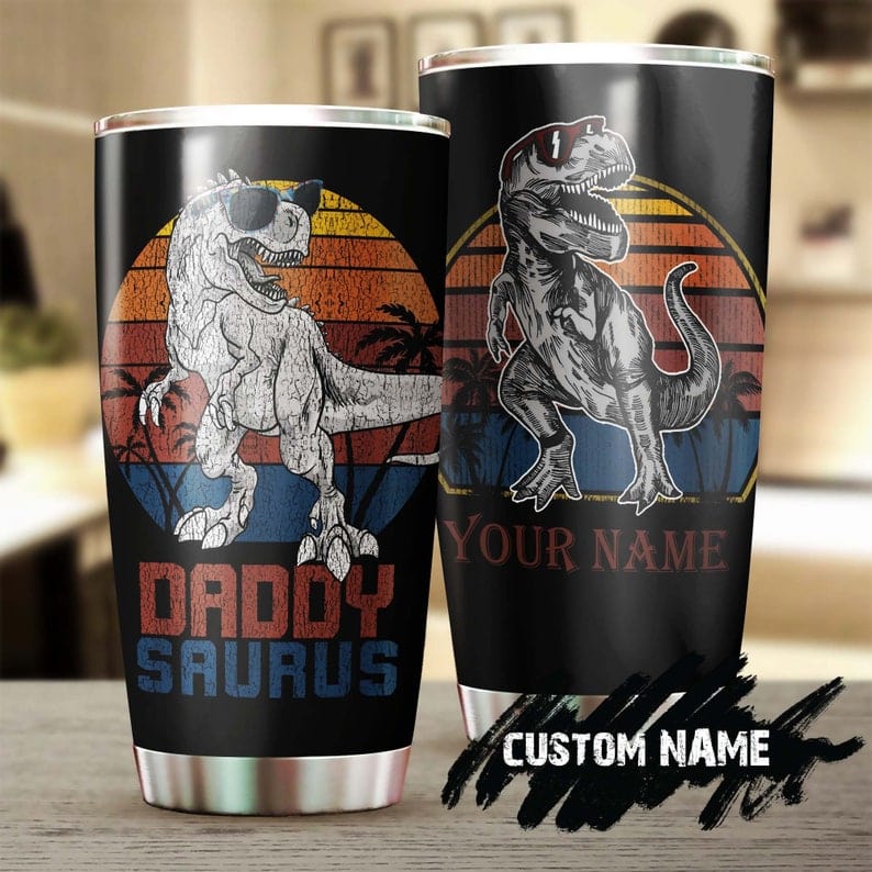 Personalized Daddy Saurus Dinosaur Father's Day Tumbler