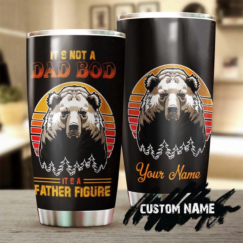 Vaso personalizado para el Día del Padre con el texto "No es un cuerpo de papá, es una figura paterna"