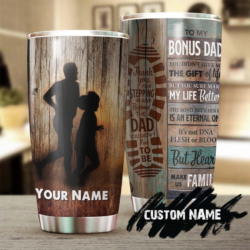 Personalized Gift For Stepdad, Bonus Dad Father's Day Tumbler