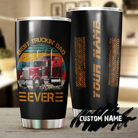 Vaso personalizado para el Día del Padre con el mensaje "El mejor papá camionero de todos los tiempos"