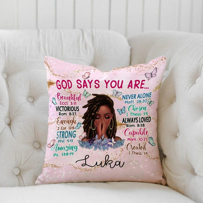 Personalized Inspirational Quote African American Pillow, Black Women Pride Throw Pillow Custom