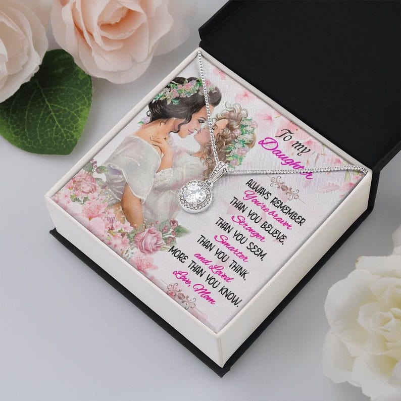 Para mi hija, collar de esperanza eterna de mamá: recuerda siempre que eres más valiente de lo que crees, más fuerte de lo que pareces, más inteligente de lo que piensas