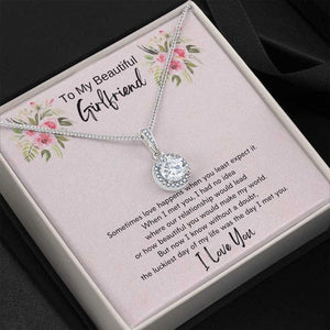 To My Beautiful Girlfriend Necklace - The Luckiest Day Of My Life Was The Day I Met You