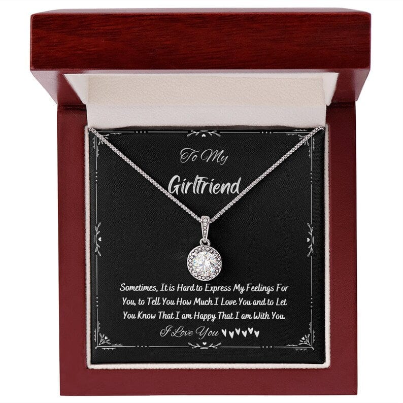 Collar para mi novia: estoy feliz de estar contigo, collar con colgante de esperanza eterna con tarjeta con mensaje
