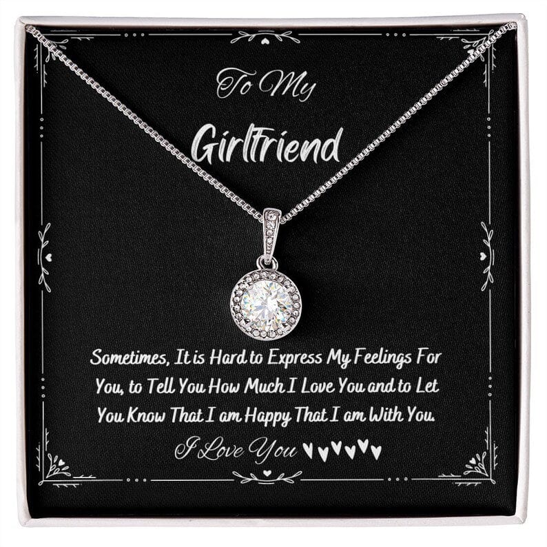 Collar para mi novia: estoy feliz de estar contigo, collar con colgante de esperanza eterna con tarjeta con mensaje