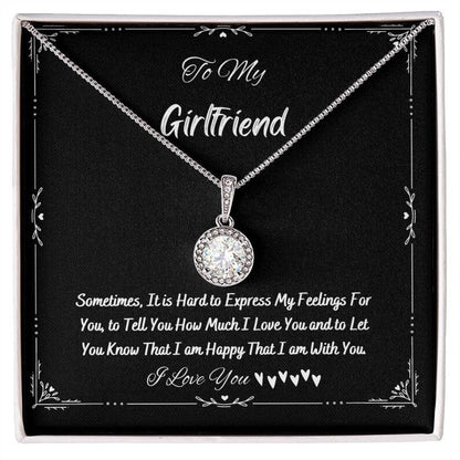 Collar para mi novia: estoy feliz de estar contigo, collar con colgante de esperanza eterna con tarjeta con mensaje