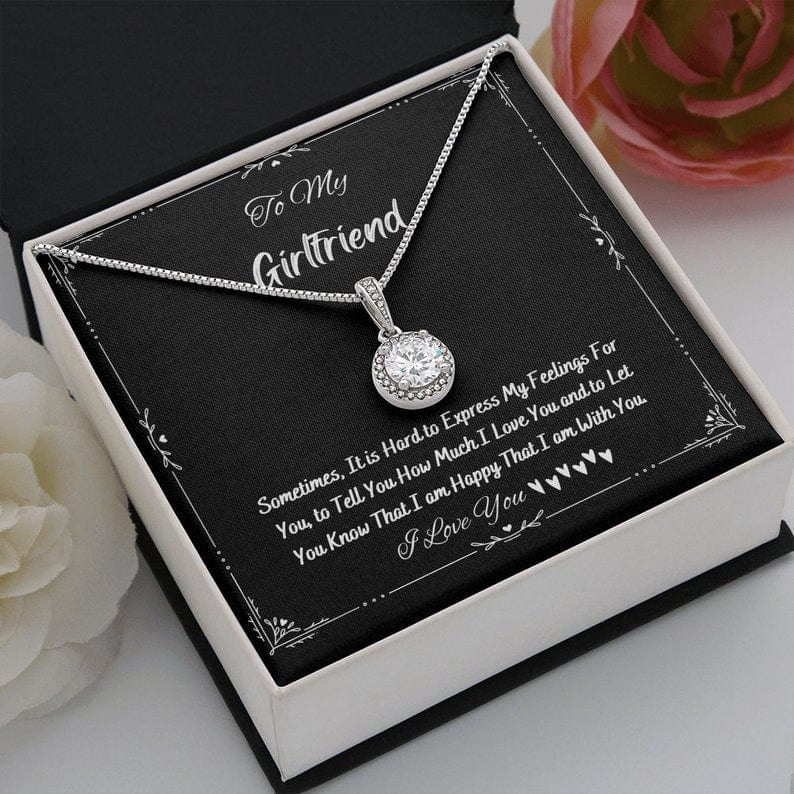 Collar para mi novia: estoy feliz de estar contigo, collar con colgante de esperanza eterna con tarjeta con mensaje