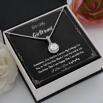 Collar para mi novia: estoy feliz de estar contigo, collar con colgante de esperanza eterna con tarjeta con mensaje