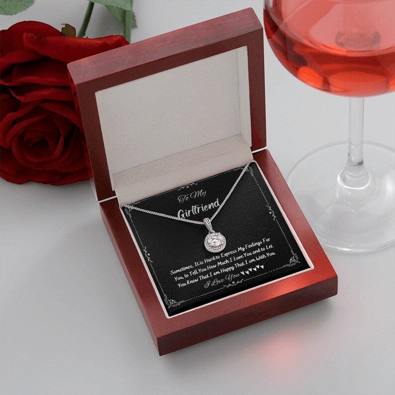 Collar para mi novia: estoy feliz de estar contigo, collar con colgante de esperanza eterna con tarjeta con mensaje