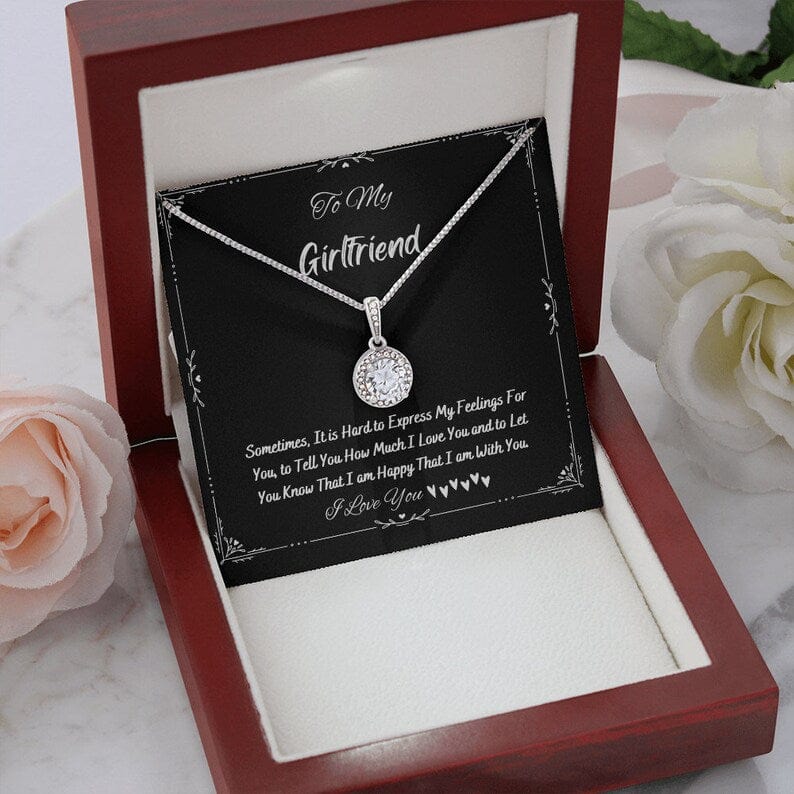 Collar para mi novia: estoy feliz de estar contigo, collar con colgante de esperanza eterna con tarjeta con mensaje