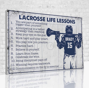 Póster personalizado de lecciones de vida de lacrosse, lienzo