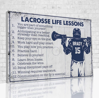 Personalized Lacrosse Life Lessons Poster, Canvas