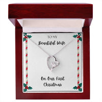 To My Beautiful Wife Necklace Christmas Gift - On Our First Christmas Forever Love Necklace