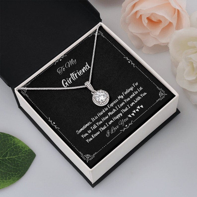 Collar para mi novia: estoy feliz de estar contigo, collar con colgante de esperanza eterna con tarjeta con mensaje