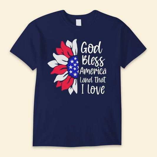 Camisetas del Día de la Independencia con el lema "Dios bendiga a Estados Unidos"