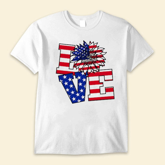 Camisetas del Día de la Independencia con el mensaje "Love Sunflower"