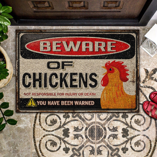Beware Of Chickens Chicken Doormat