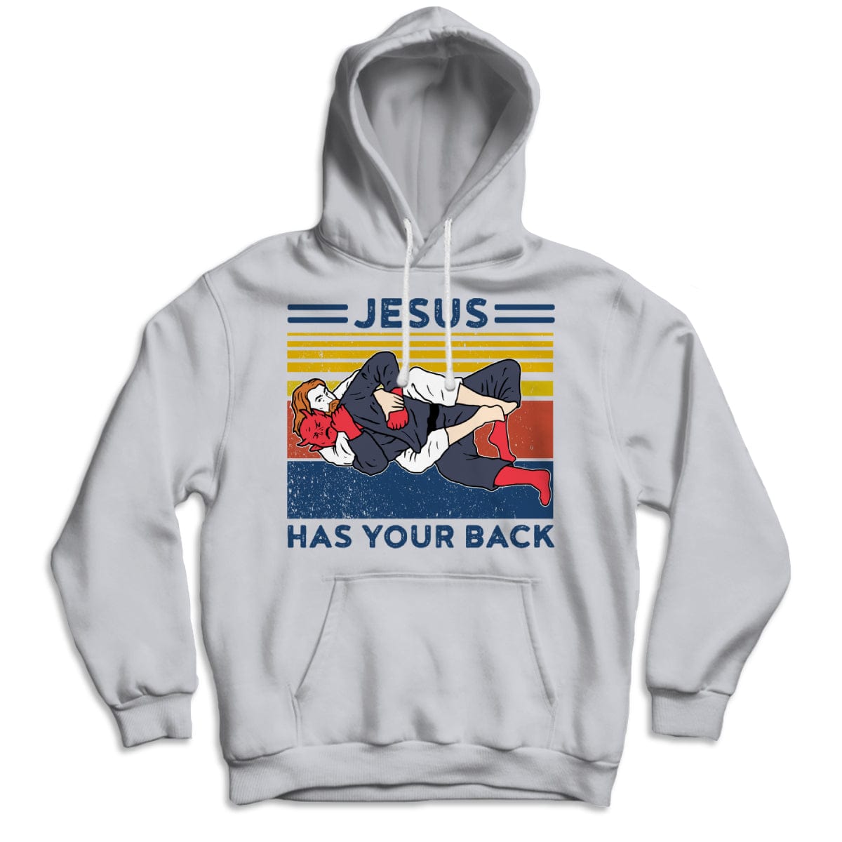 Camisetas vintage de Jiu Jitsu con el mensaje "Jesús te respalda"