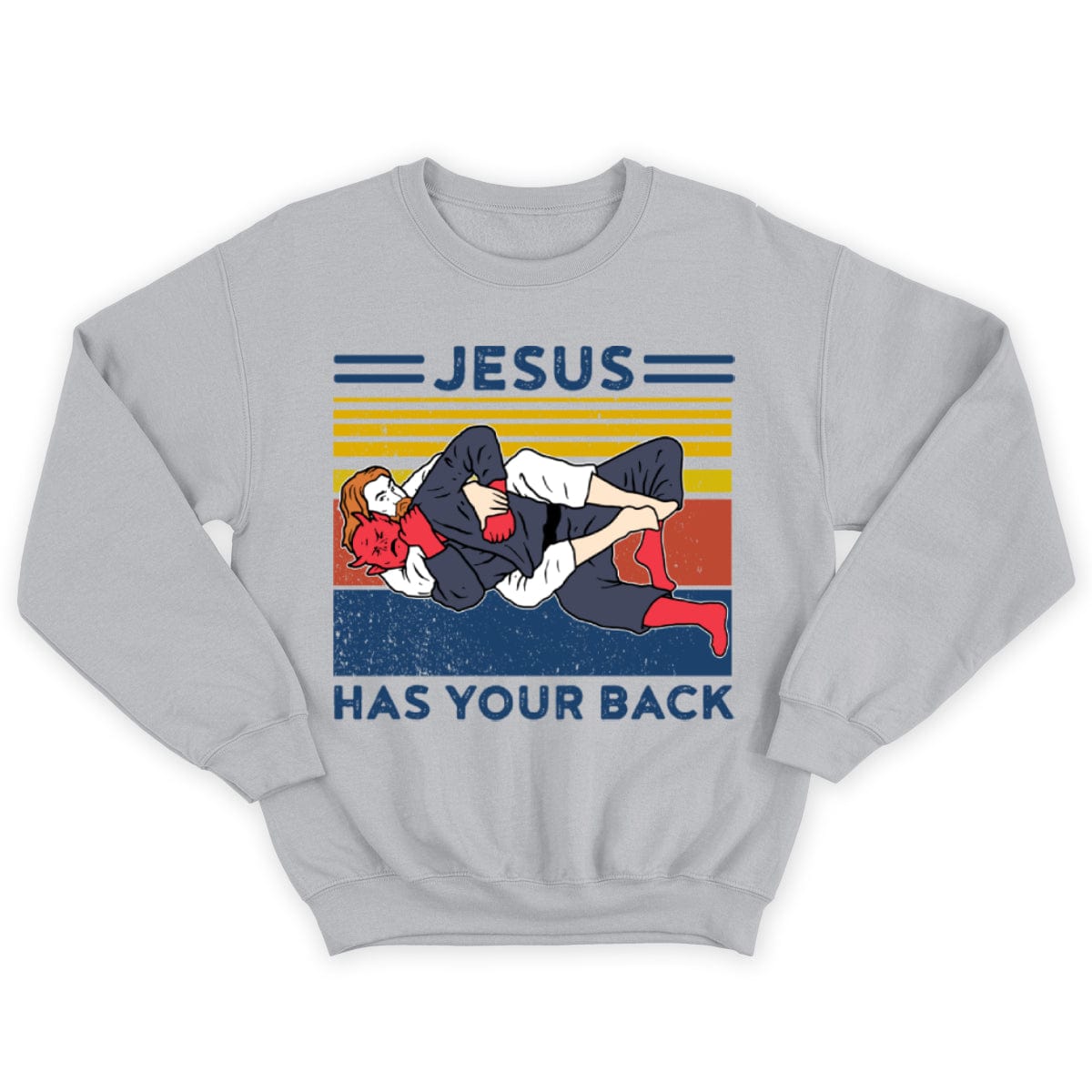 Camisetas vintage de Jiu Jitsu con el mensaje "Jesús te respalda"