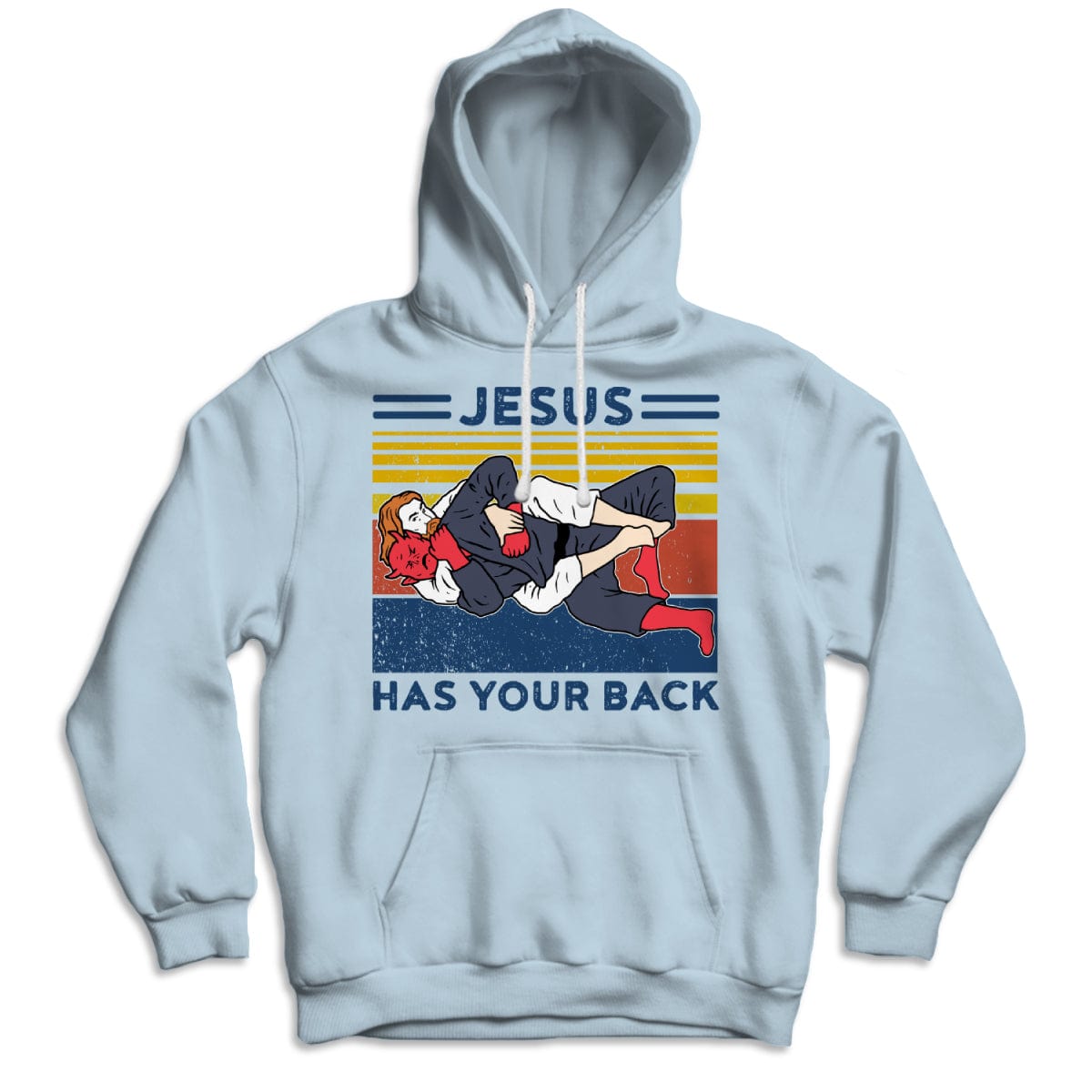 Camisetas vintage de Jiu Jitsu con el mensaje "Jesús te respalda"