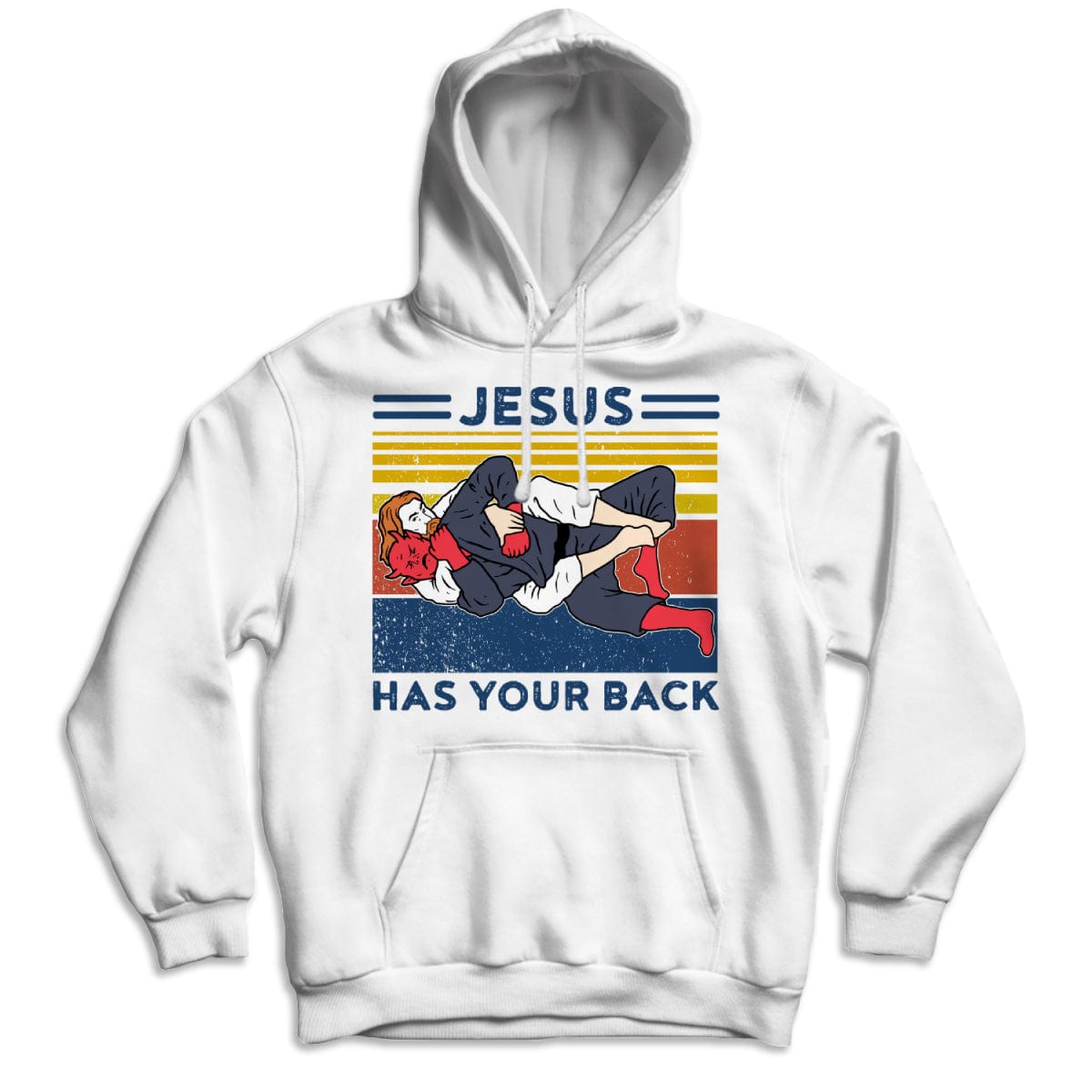 Camisetas vintage de Jiu Jitsu con el mensaje "Jesús te respalda"