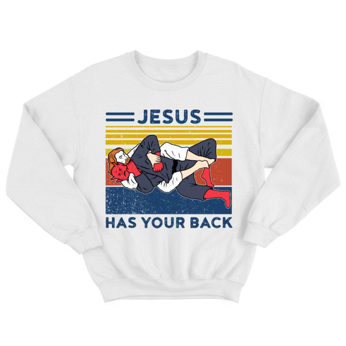 Camisetas vintage de Jiu Jitsu con el mensaje "Jesús te respalda"