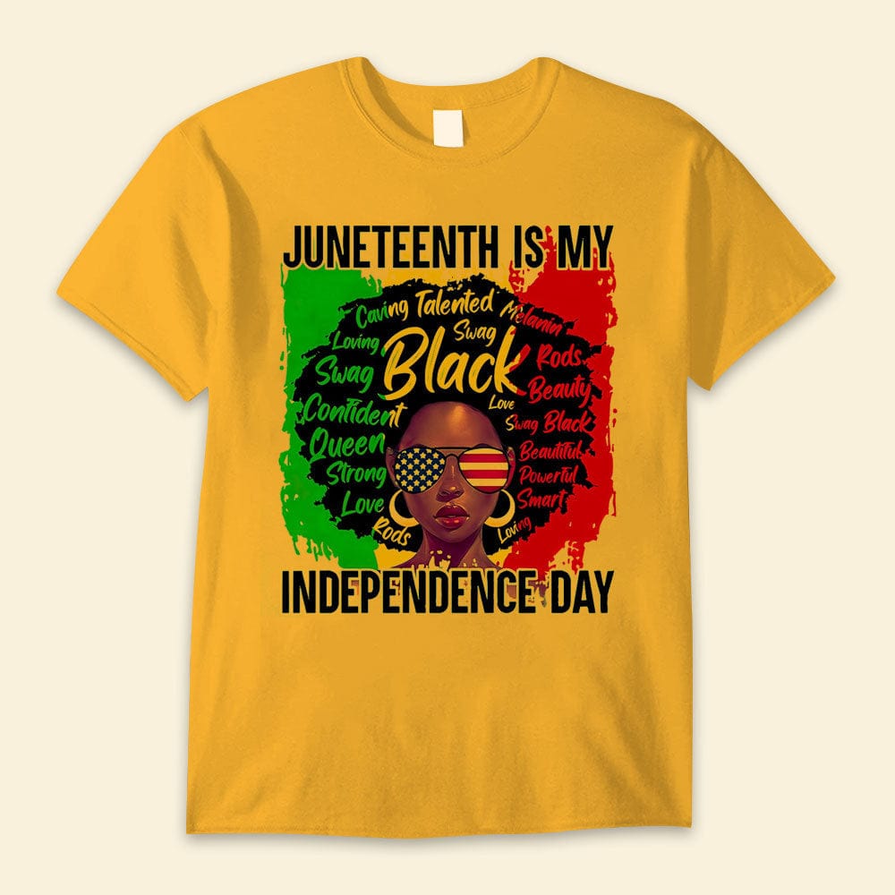 Camisetas afro negras para mujeres Juneteenth es mi día de la independencia