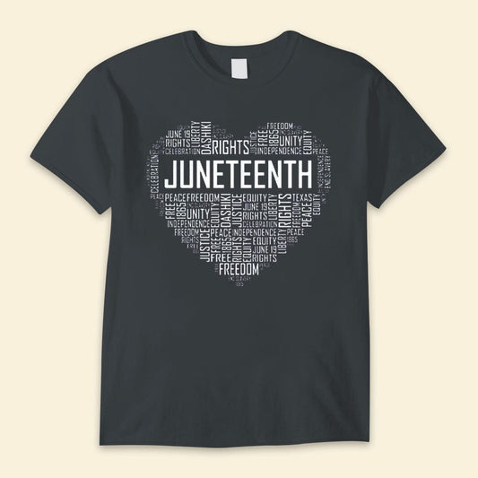 Camisetas de Juneteenth con corazón