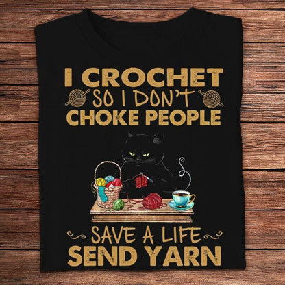 Hago crochet para no ahogar a la gente. Salva una vida. Envía hilo. Tejer camisetas.