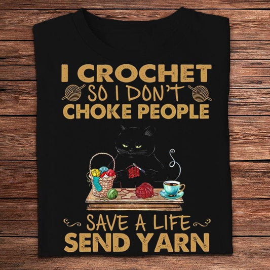Hago crochet para no ahogar a la gente. Salva una vida. Envía hilo. Tejer camisetas.