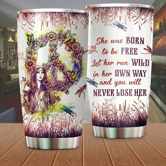 She Was Born To Be Free Hippie Tumbler