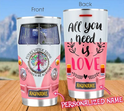 Personalized All I Need Is Love Hippie Tumbler
