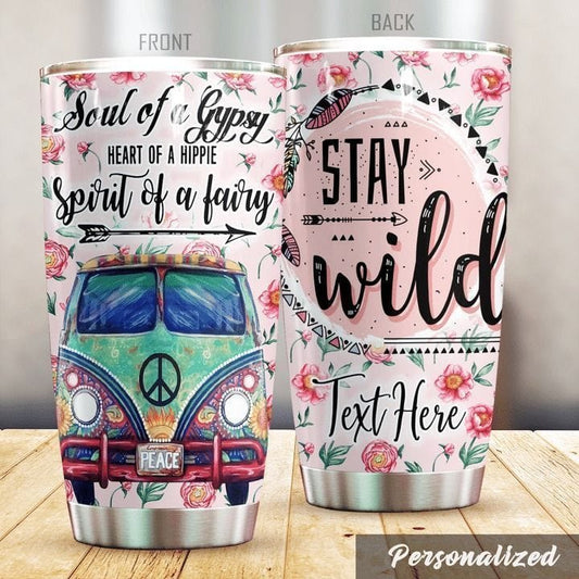 Personalized Stay Wild Hippie Van Tumbler