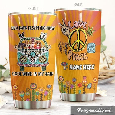 Personalized Peace Love & Animals Hippie Girl Tumbler