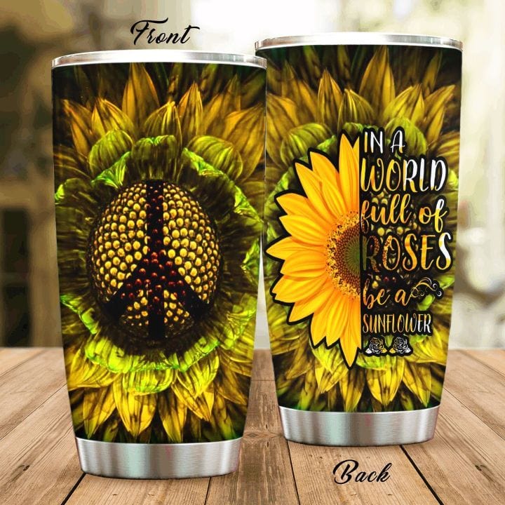 En un mundo lleno de rosas, sé un girasol, vaso hippie