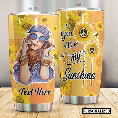 Personalized You Are My Sunshine Hippie Girl Tumbler