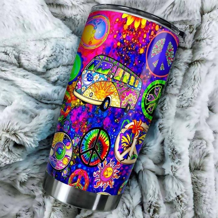 Vaso hippie con forma de furgoneta de la paz