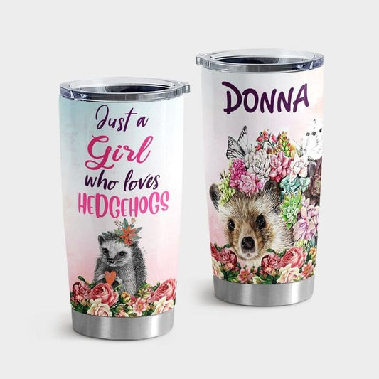 Vaso personalizado con la frase "Just A Girl Who Loves Hedgehog"