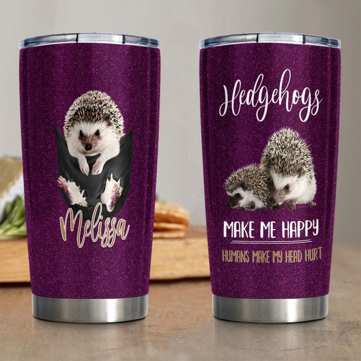 Vaso personalizado con el mensaje "Los erizos me hacen feliz"
