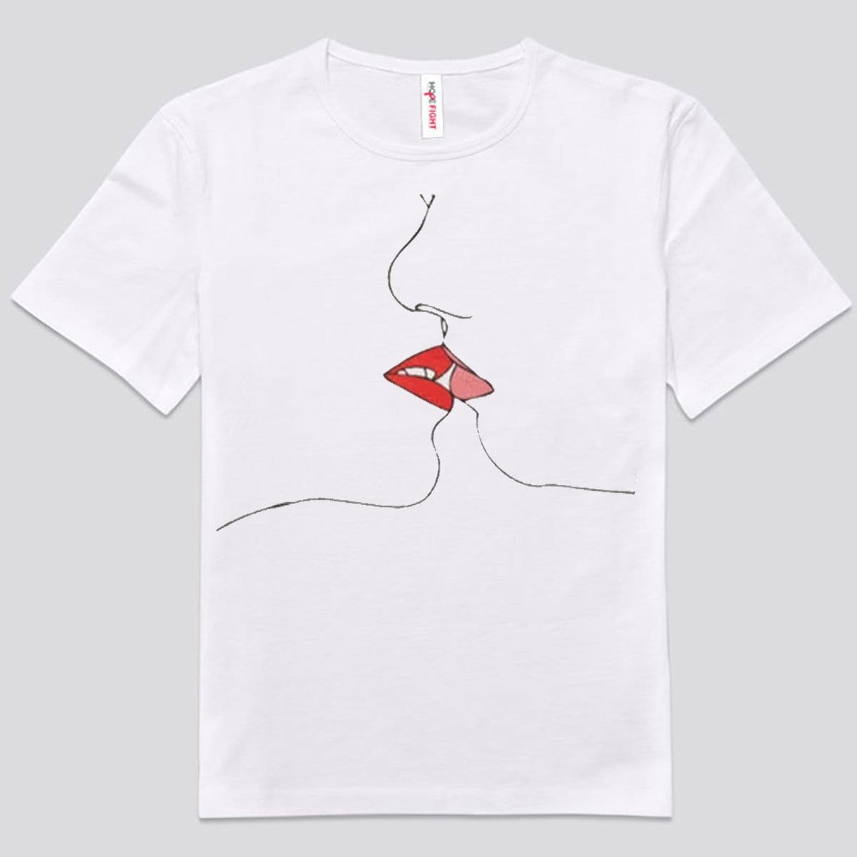 Camisetas LGBT con arte lineal de besos lésbicos