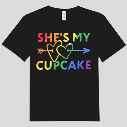 Camisetas LGBT de pareja Ella es mi cupcake Ella es mi mariposa