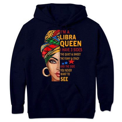 Soy una reina de Libra, tengo 3 lados. Camisetas