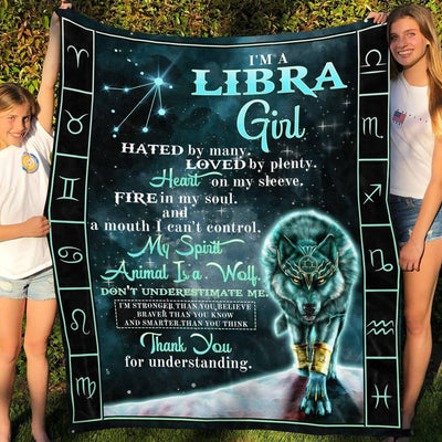 I'm A Libra Girl, Wolf Blanket, Fleece & Sherpa