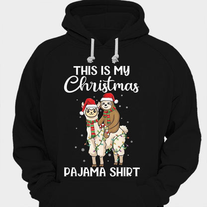 Esta es mi camiseta de pijama de Navidad con forma de llama