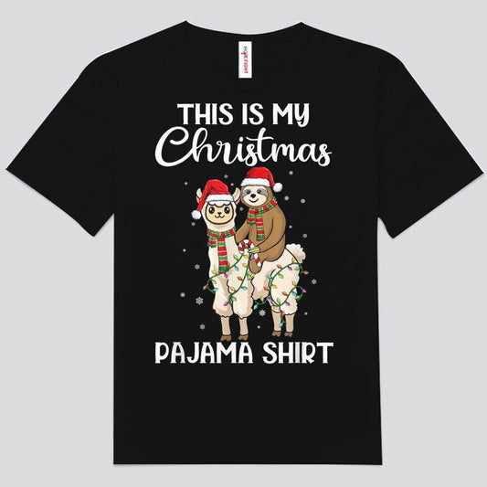 Esta es mi camiseta de pijama de Navidad con forma de llama